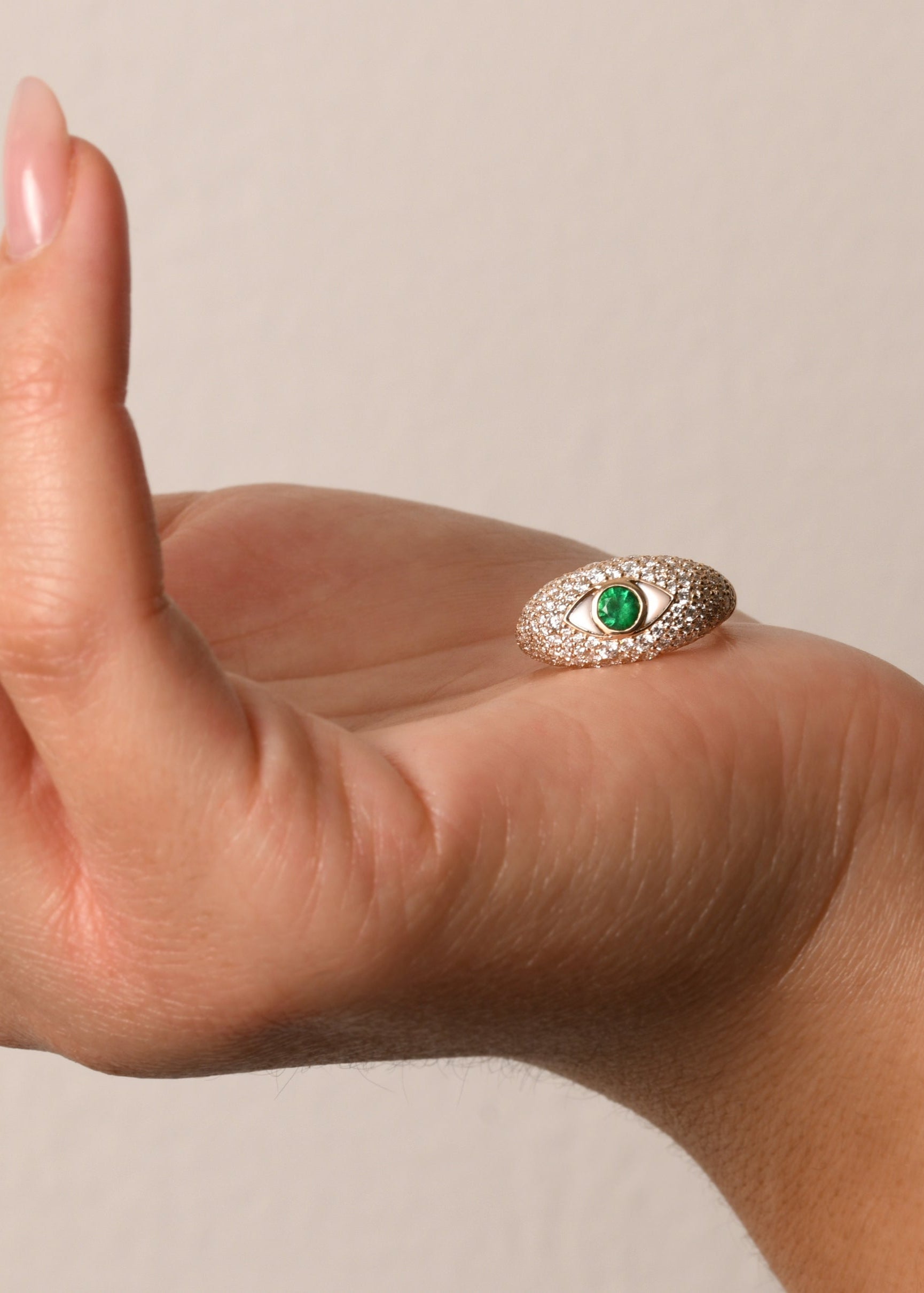 Emerald Eye Pavé Ring