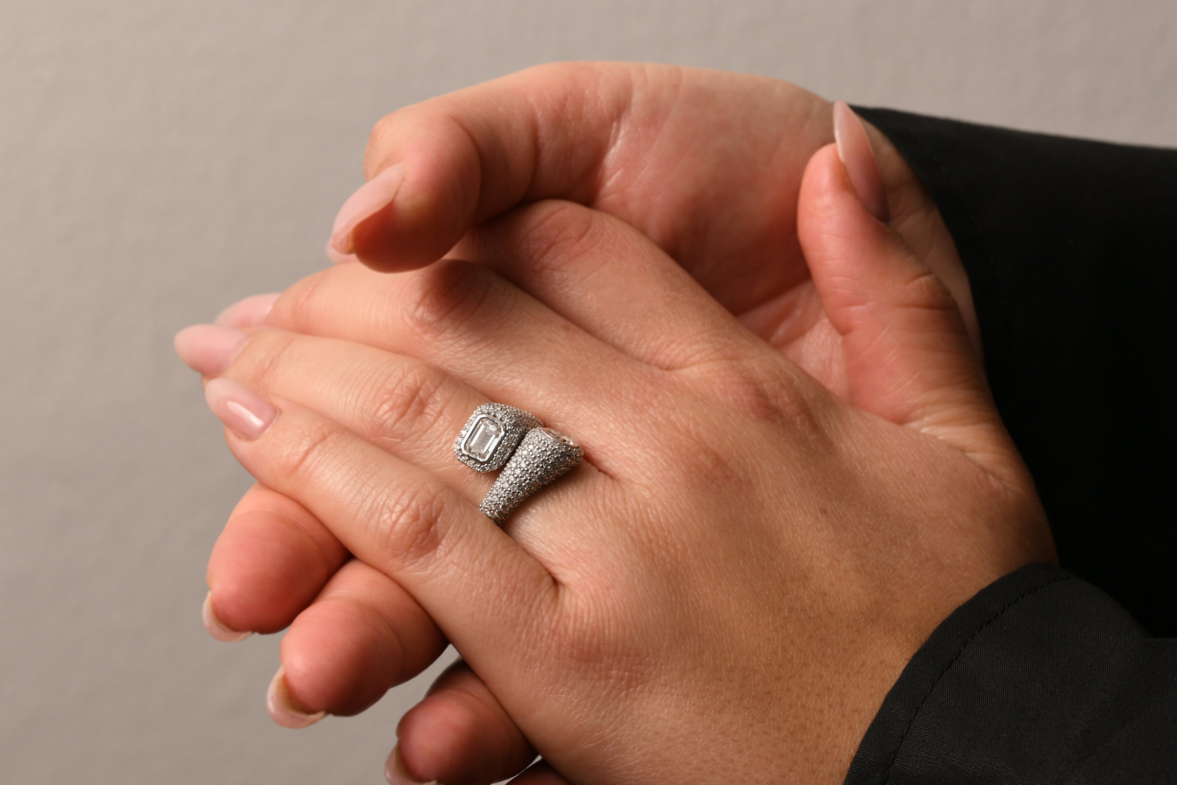 Elegant Duo Pear & Emerald Diamond Ring