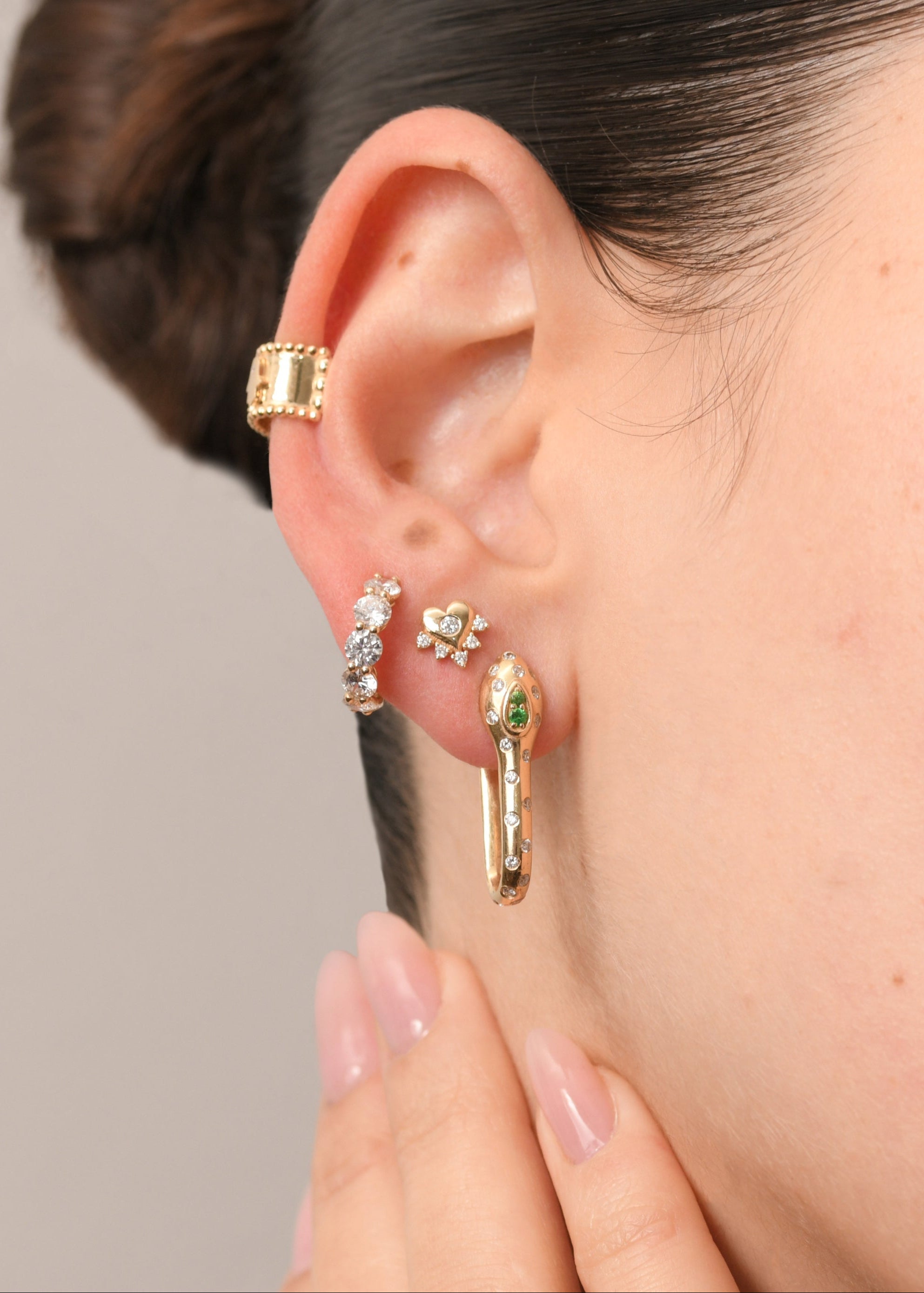 Spotted Diamonds Snake Earring
