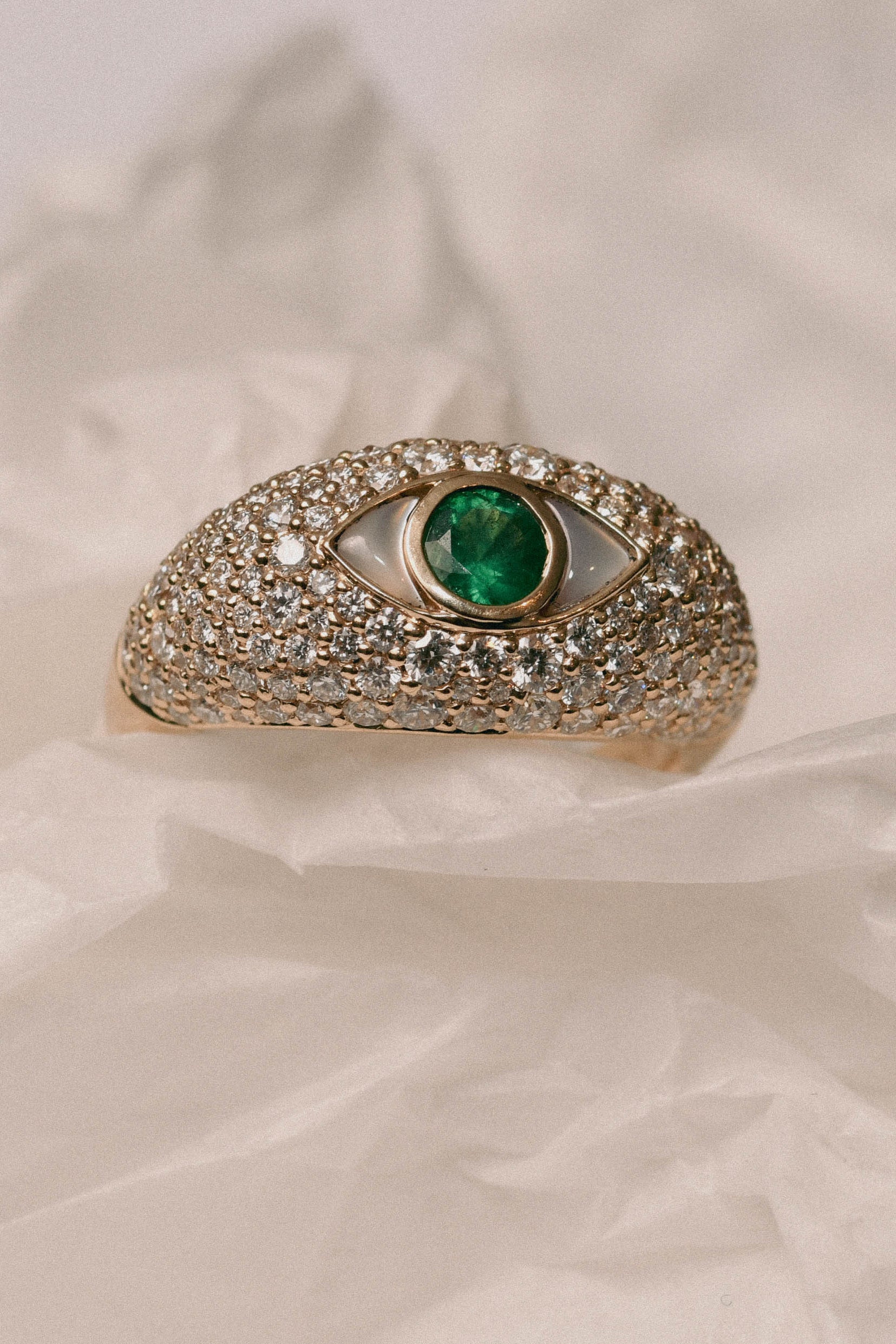 Emerald Eye Pavé Ring
