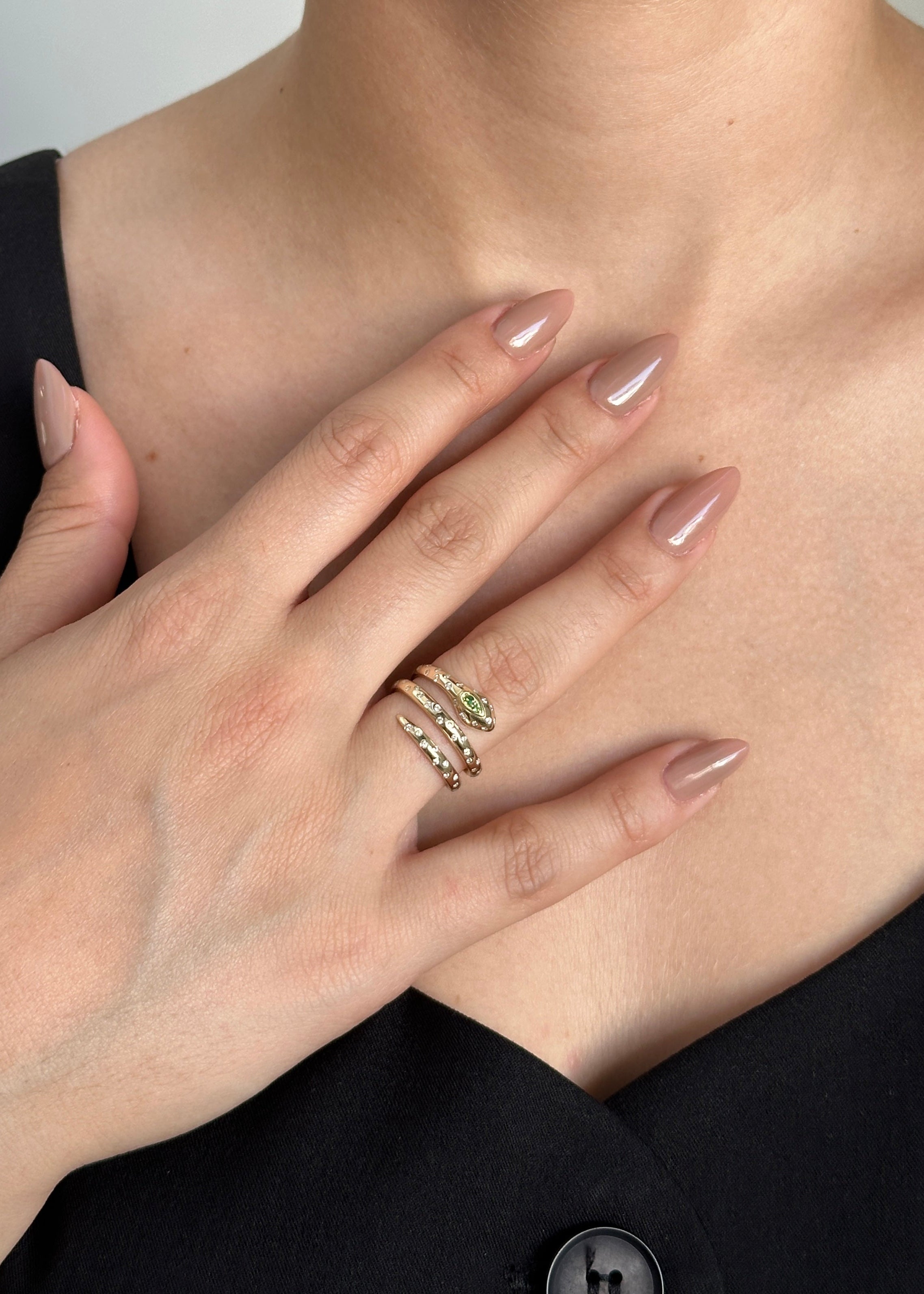 Spotted Diamonds Snake Ring Big Model