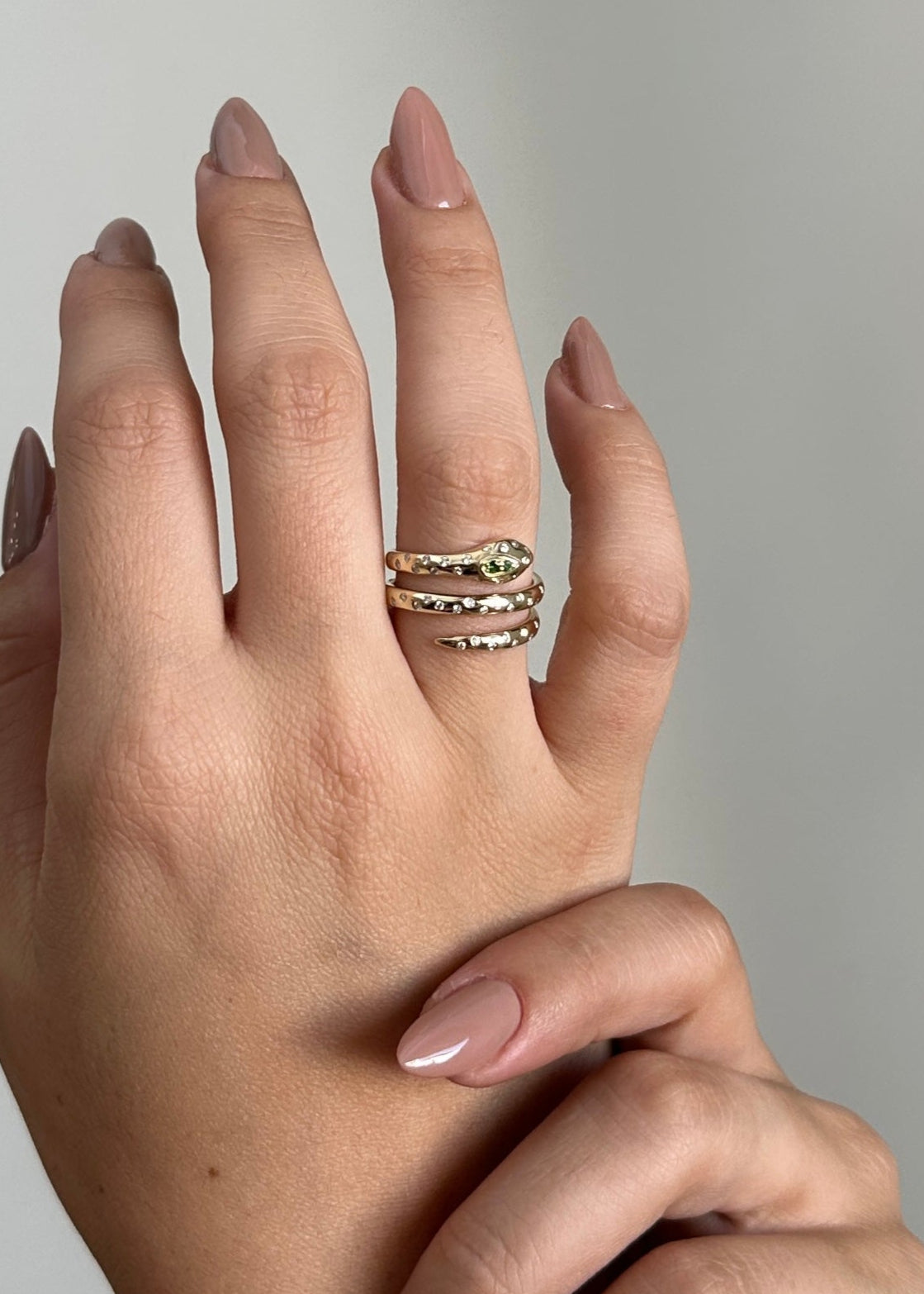 Spotted Diamonds Snake Ring Big Model