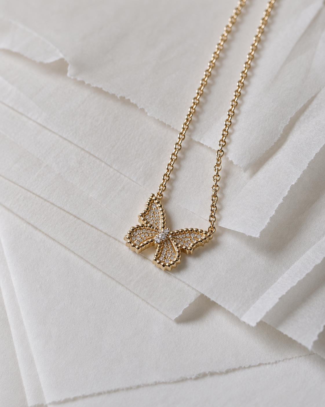 Petite Diamond Butterfly Necklace