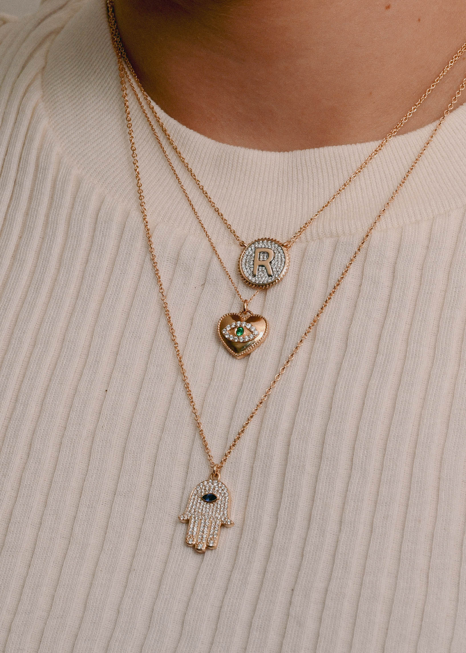 Hamsa Sapphire Diamond Necklace