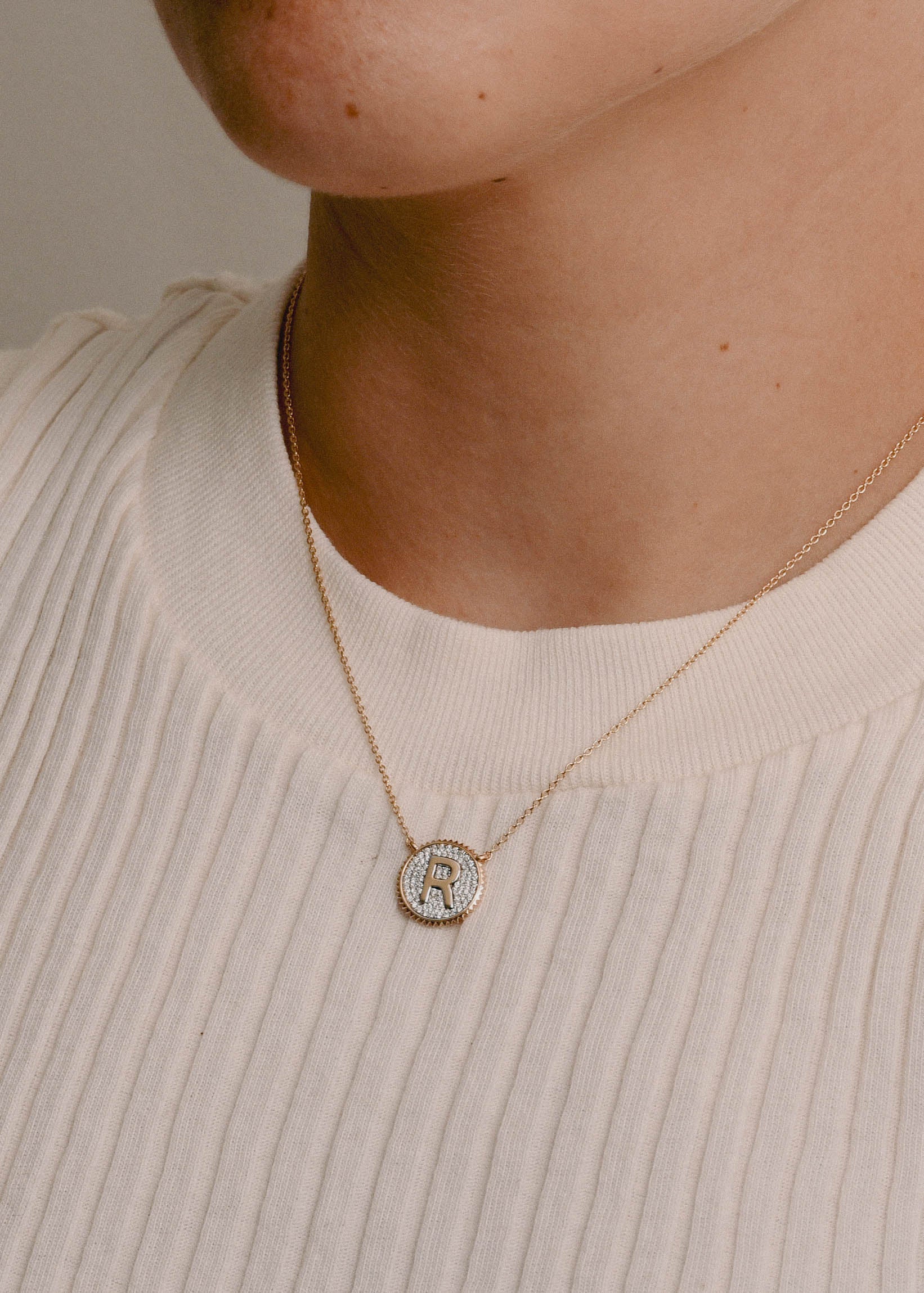 Diamond Initial Medallion Necklace