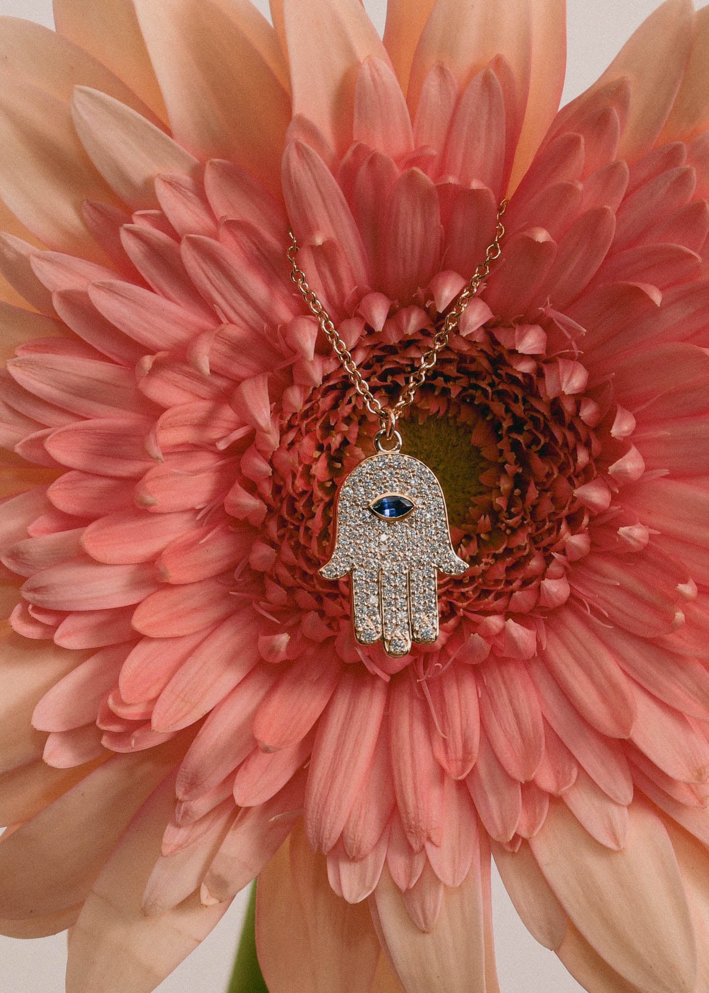 Hamsa Sapphire Diamond Necklace