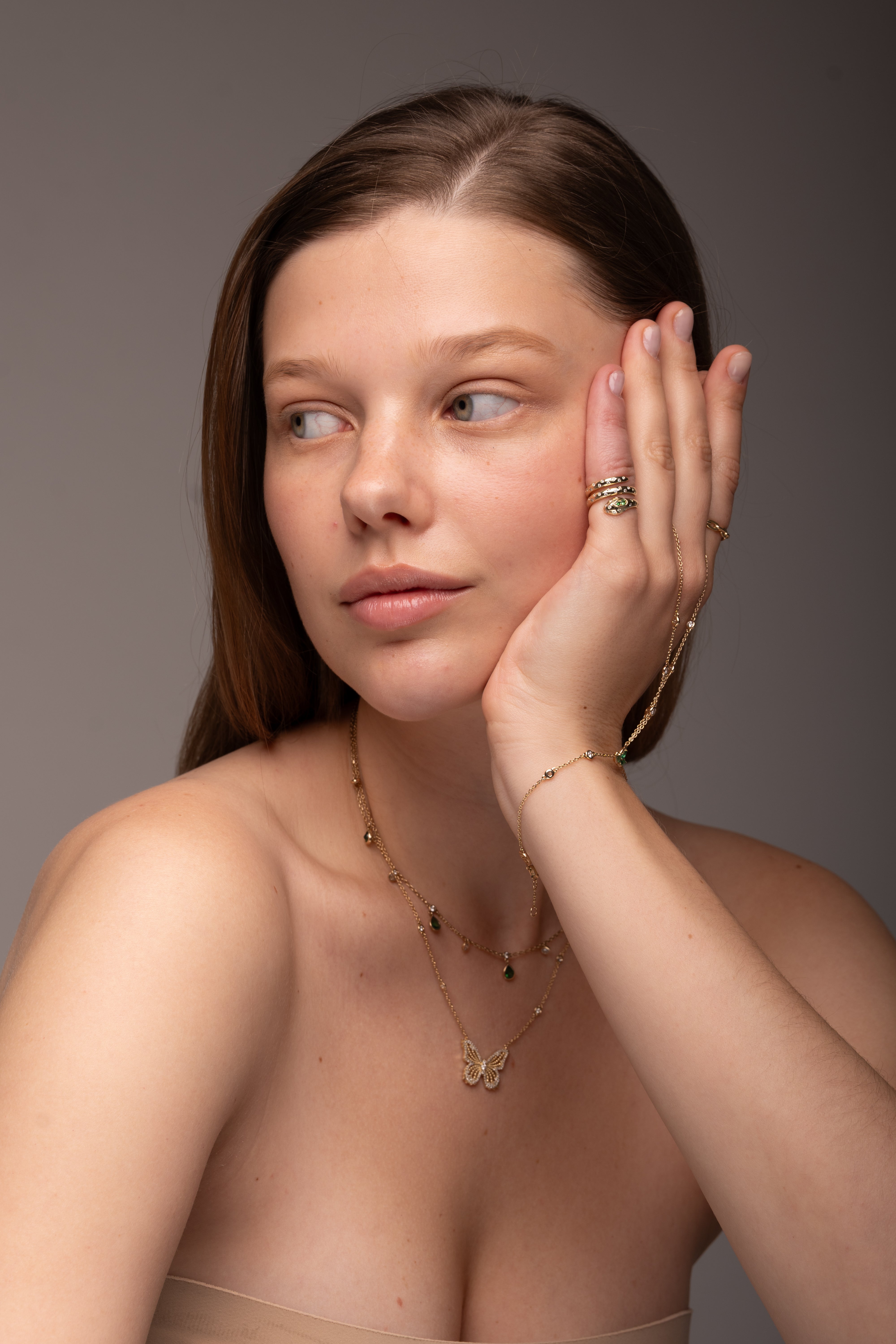 Spotted Diamonds Snake Ring Big Model